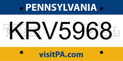 KRV5968 Pennsylvania License Plate