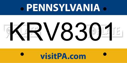 KRV8301 license plate in PA state
