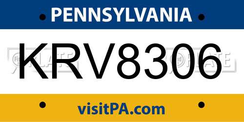 KRV8306 license plate in PA state