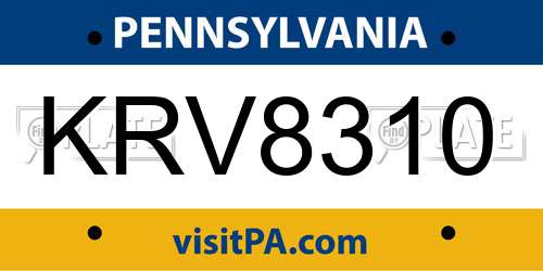 KRV8310 Pennsylvania License Plate