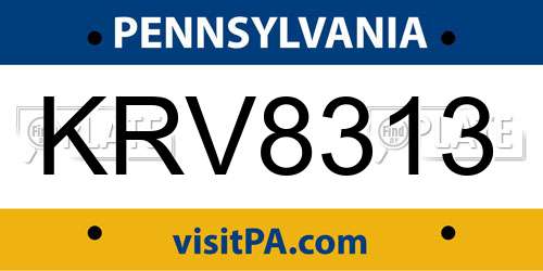 KRV8313 Pennsylvania License Plate