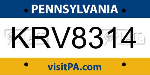 KRV8314 Pennsylvania License Plate