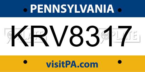 KRV8317 Pennsylvania License Plate