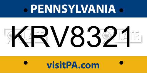 KRV8321 Pennsylvania License Plate