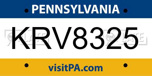 KRV8325 Pennsylvania License Plate