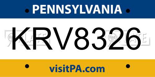 KRV8326 Pennsylvania License Plate