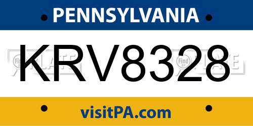 KRV8328 Pennsylvania License Plate