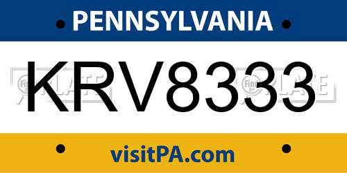 KRV8333 Pennsylvania License Plate