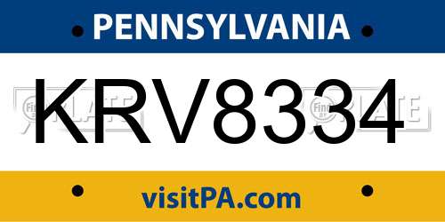 KRV8334 Pennsylvania License Plate