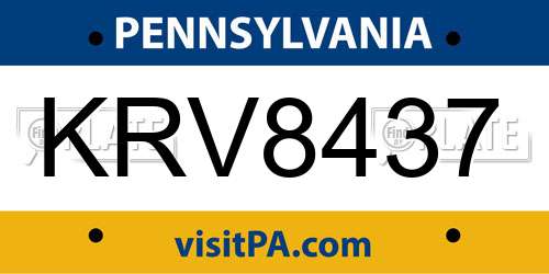 KRV8437 Pennsylvania License Plate