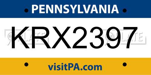 KRX2397 Pennsylvania License Plate