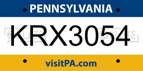 KRX3054 Pennsylvania License Plate