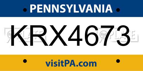 KRX4673 Pennsylvania License Plate