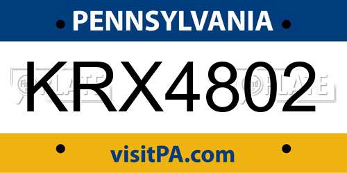 KRX4802 Pennsylvania License Plate