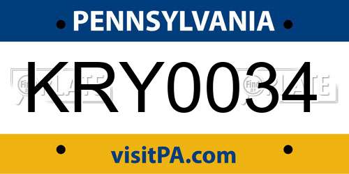 KRY0034 Pennsylvania License Plate