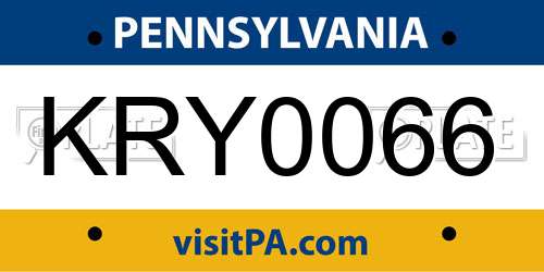 KRY0066 Pennsylvania License Plate