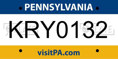 KRY0132 Pennsylvania License Plate