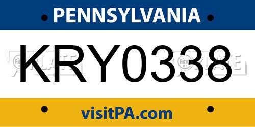 KRY0338 Pennsylvania License Plate