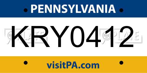 KRY0412 Pennsylvania License Plate