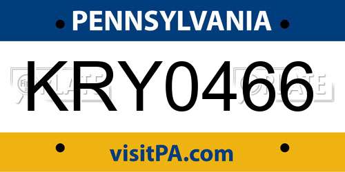 KRY0466 Pennsylvania License Plate