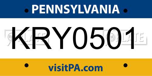 KRY0501 Pennsylvania License Plate