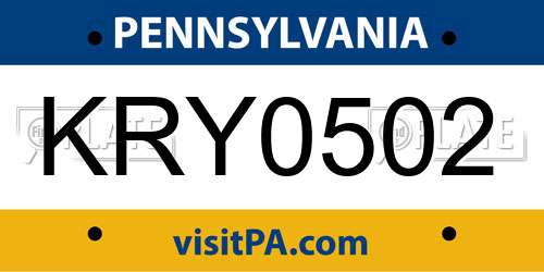 KRY0502 Pennsylvania License Plate