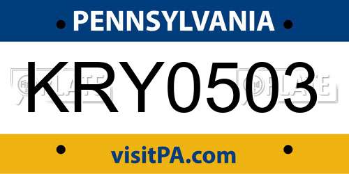 KRY0503 Pennsylvania License Plate