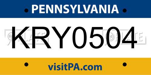 KRY0504 Pennsylvania License Plate