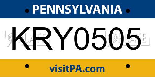 KRY0505 Pennsylvania License Plate