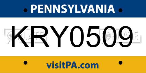 KRY0509 Pennsylvania License Plate