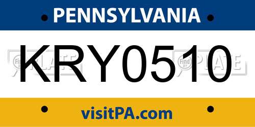 KRY0510 Pennsylvania License Plate