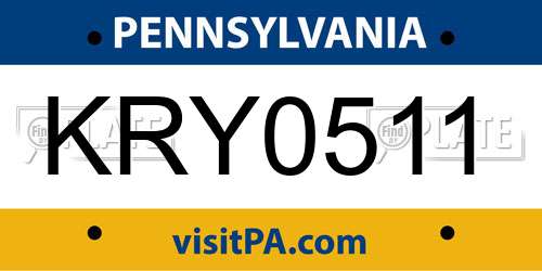KRY0511 Pennsylvania License Plate