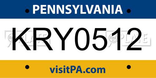 KRY0512 Pennsylvania License Plate