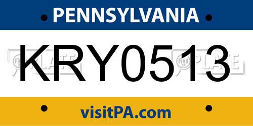 KRY0513 Pennsylvania License Plate