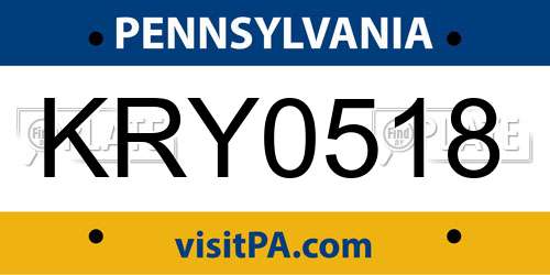 KRY0518 Pennsylvania License Plate