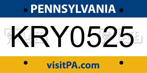 KRY0525 Pennsylvania License Plate
