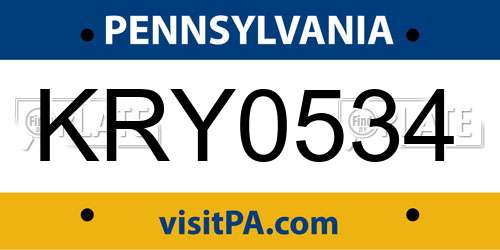 KRY0534 Pennsylvania License Plate
