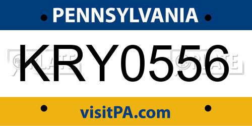 KRY0556 Pennsylvania License Plate