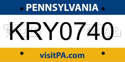 KRY0740 Pennsylvania License Plate
