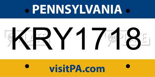 KRY1718 Pennsylvania License Plate