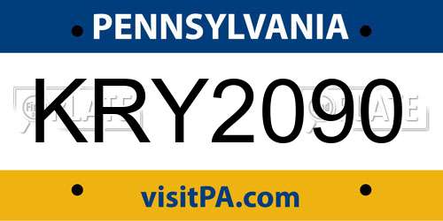 KRY2090 Pennsylvania License Plate