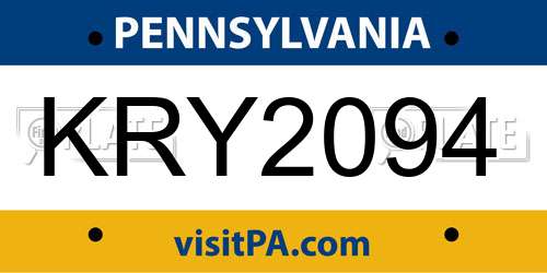 KRY2094 Pennsylvania License Plate