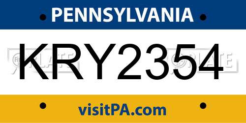 KRY2354 Pennsylvania License Plate