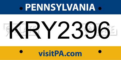 KRY2396 Pennsylvania License Plate
