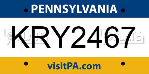 KRY2467 Pennsylvania License Plate