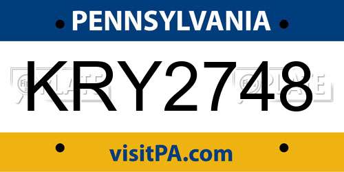 KRY2748 Pennsylvania License Plate