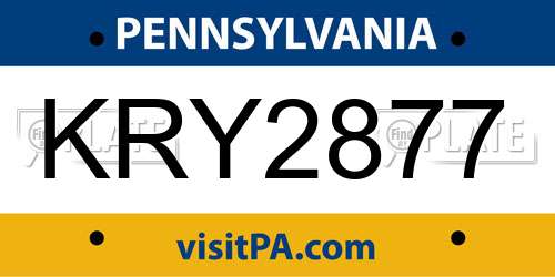KRY2877 Pennsylvania License Plate