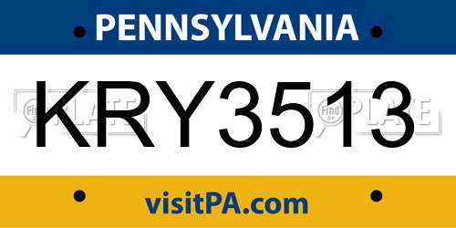 KRY3513 Pennsylvania License Plate