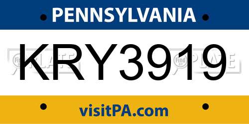 KRY3919 Pennsylvania License Plate