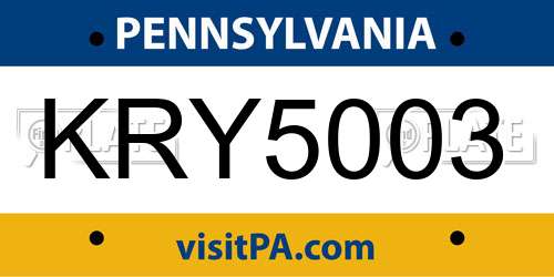 KRY5003 Pennsylvania License Plate